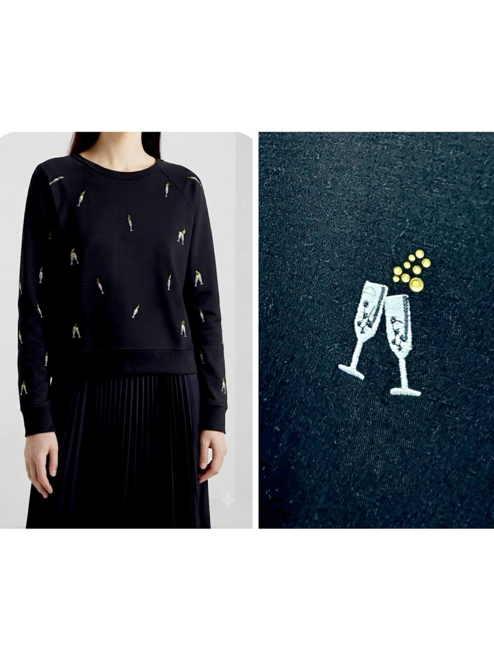 PHILOSOPHY BLING FESTIVE SWEATSHIRT 1X BLACK EMBROIDERED COCKTAILS CRUISE RESORT
